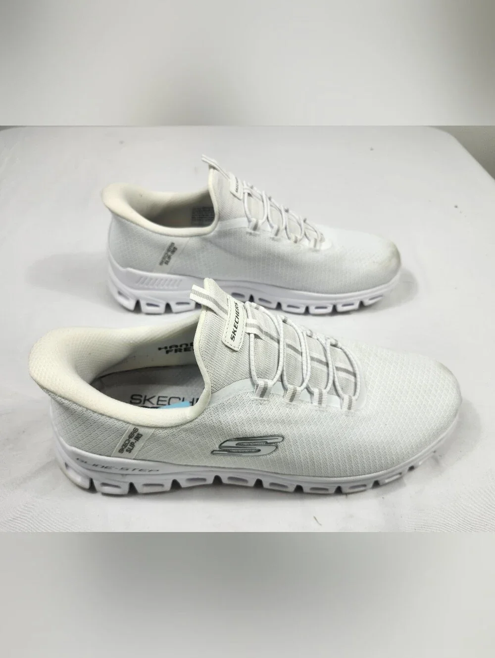 Skechers Men's 11 M White Hands Free Slip-ins Memory Foam Mesh Loafers White
